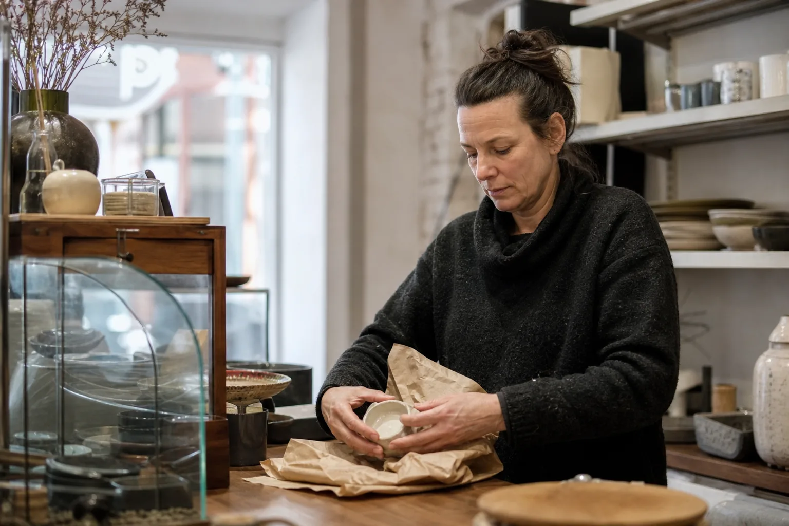 Werk in een Nederlandse winkel of werkplaats. Beeld bij het artikel: In welke volgorde werk je van de inkoop naar een aangifte met de globalisatiemethode?